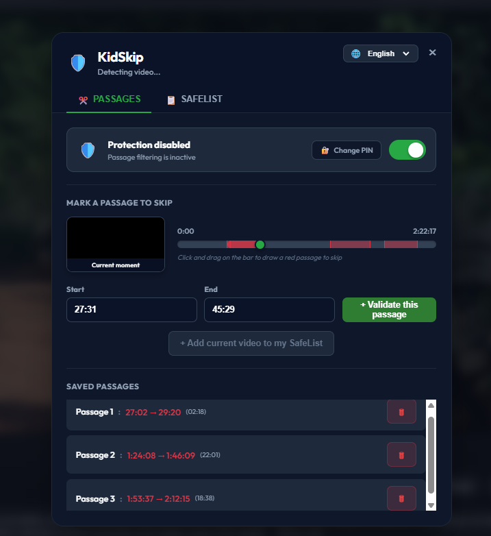KidSkip - Application Interface